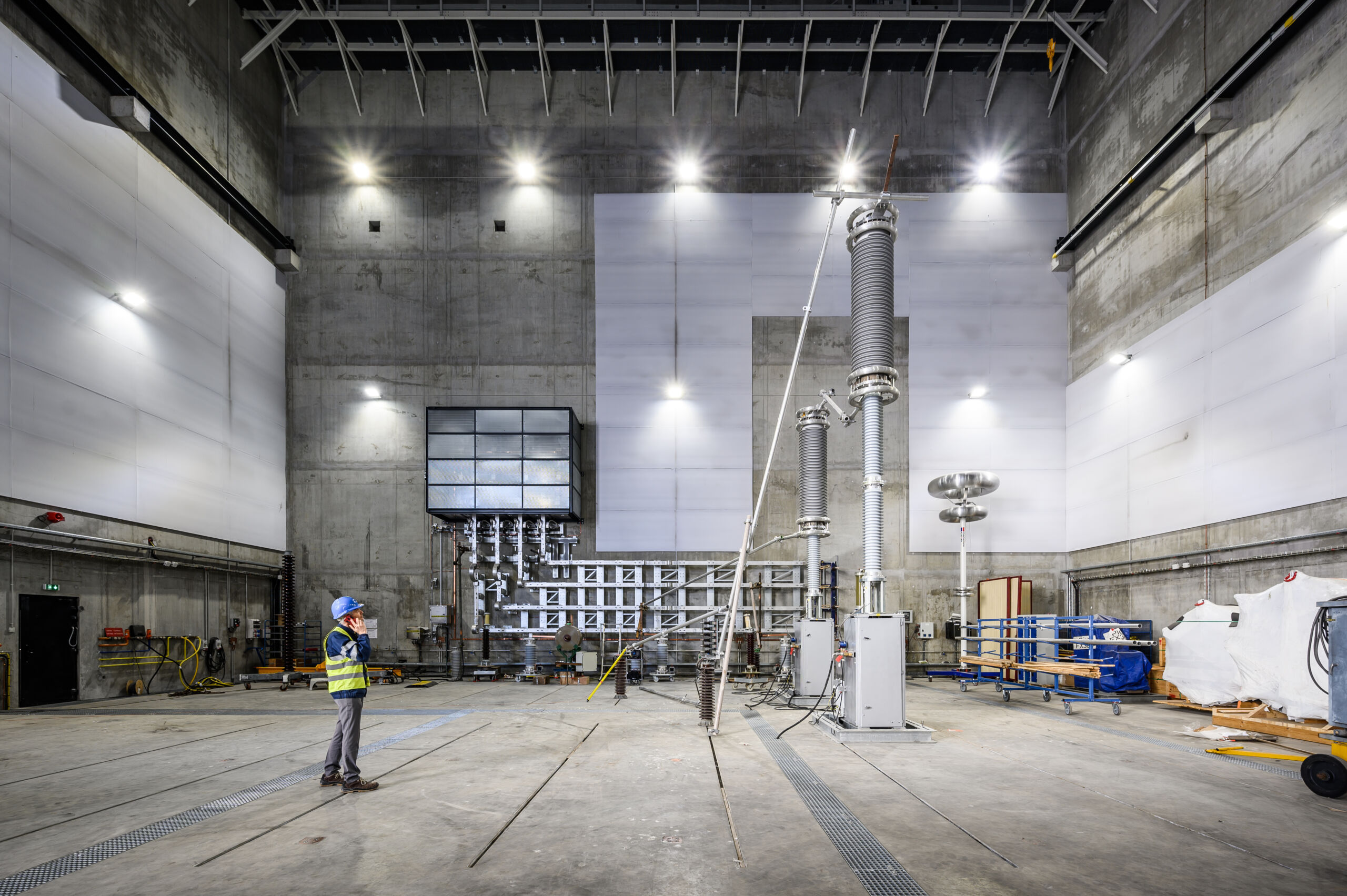 The “High Power Test Laboratory” (27x27x27m), where the equipment under test is placed.