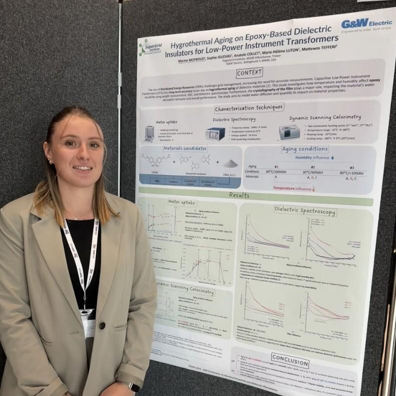 Marine Moyroud infront of her paper at the CEIDP conference